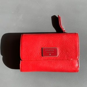 Fossil Wallet: Red Leather